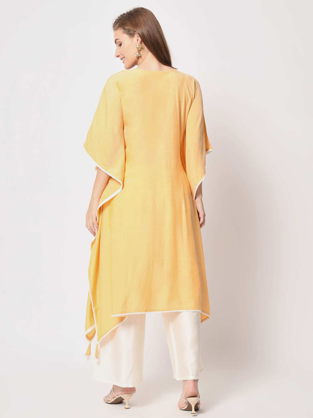 Rajwada - Classic Yellow Silk Blend Embroidered Stitched Kurta Set