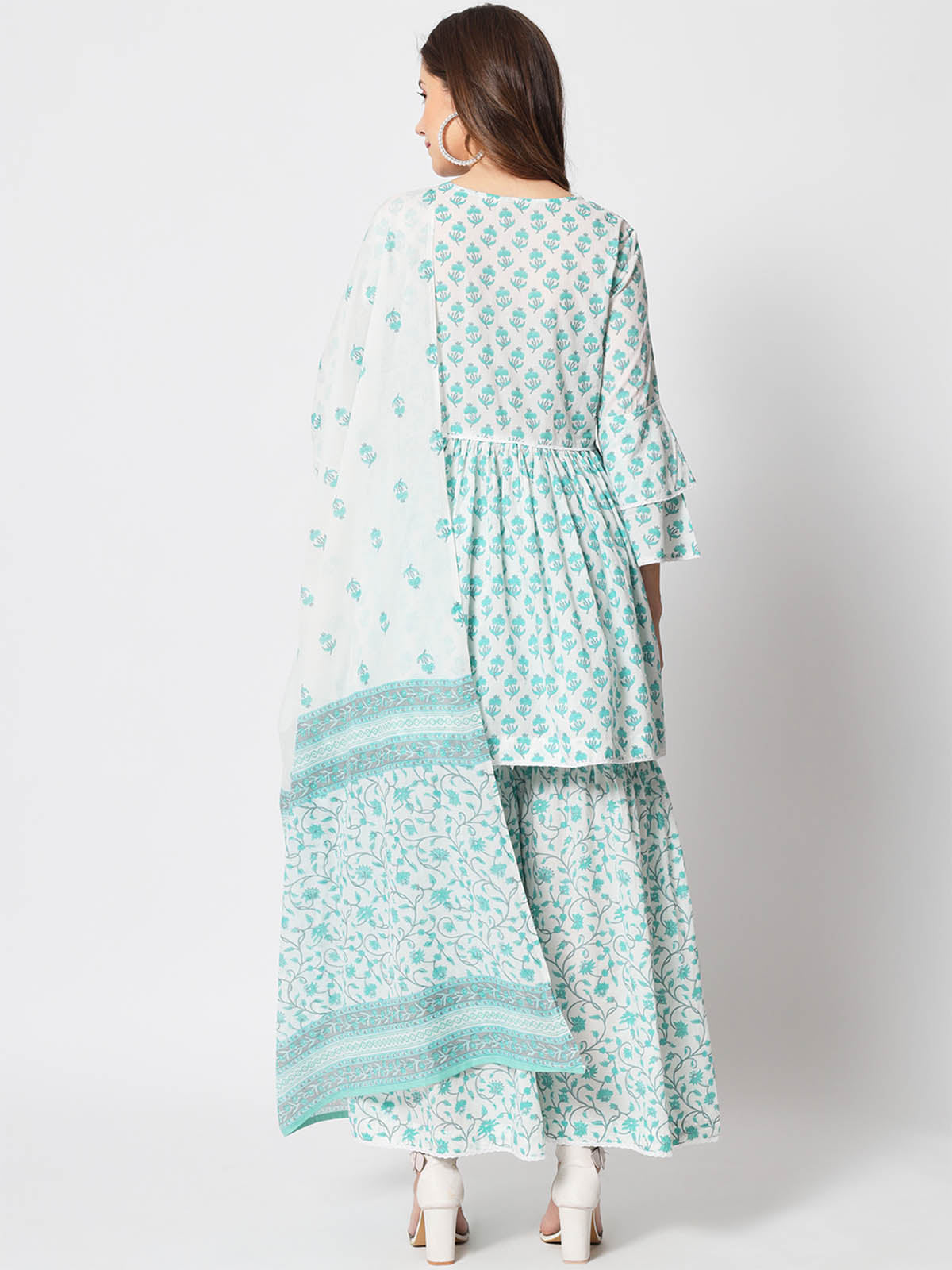  Rajwada - Classic Blue Cotton Printed Stitched Kurta Set