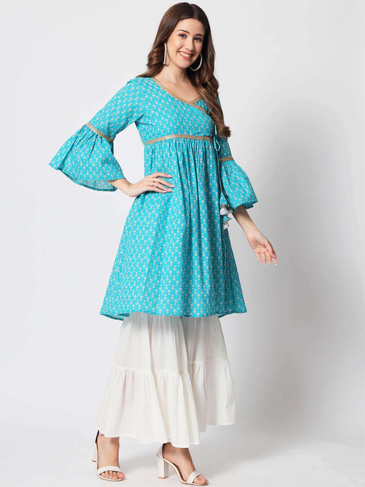 Rajwada - Pretty Blue Cotton Printed Stitched Kurta Set