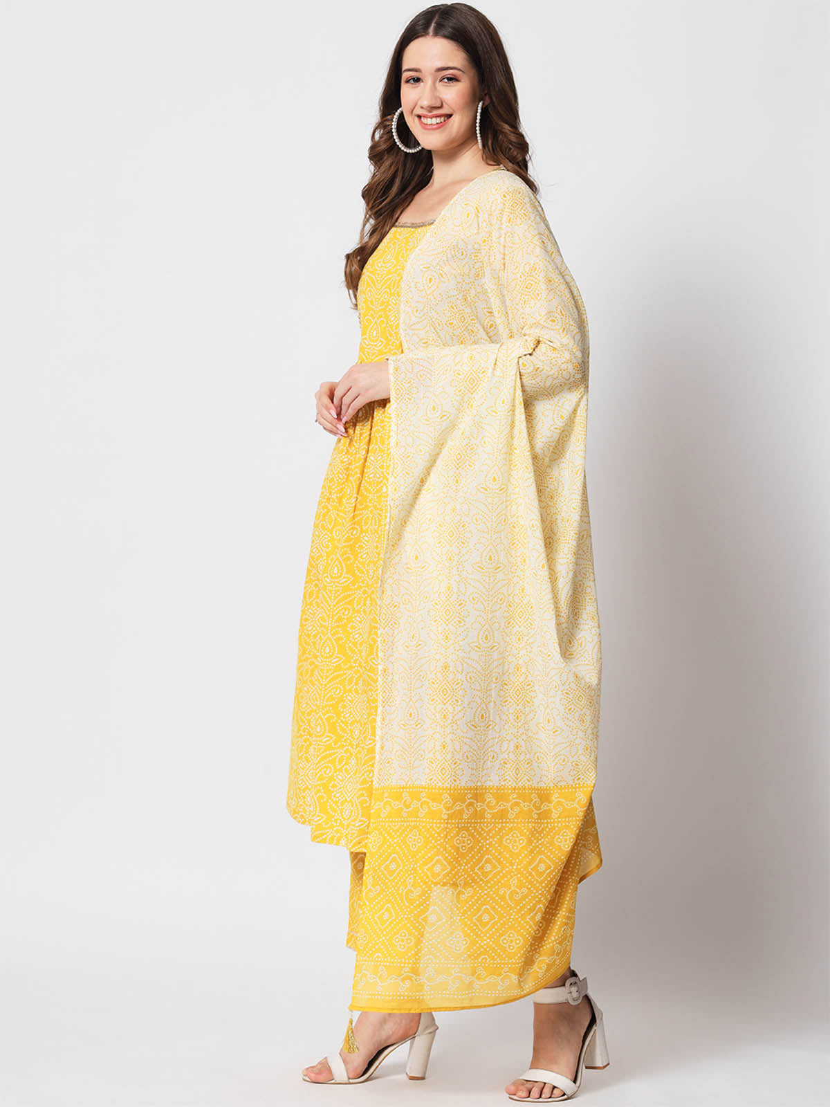 Rajwada - Beautiful Yellow Cotton Printed Stitched Kurta Set