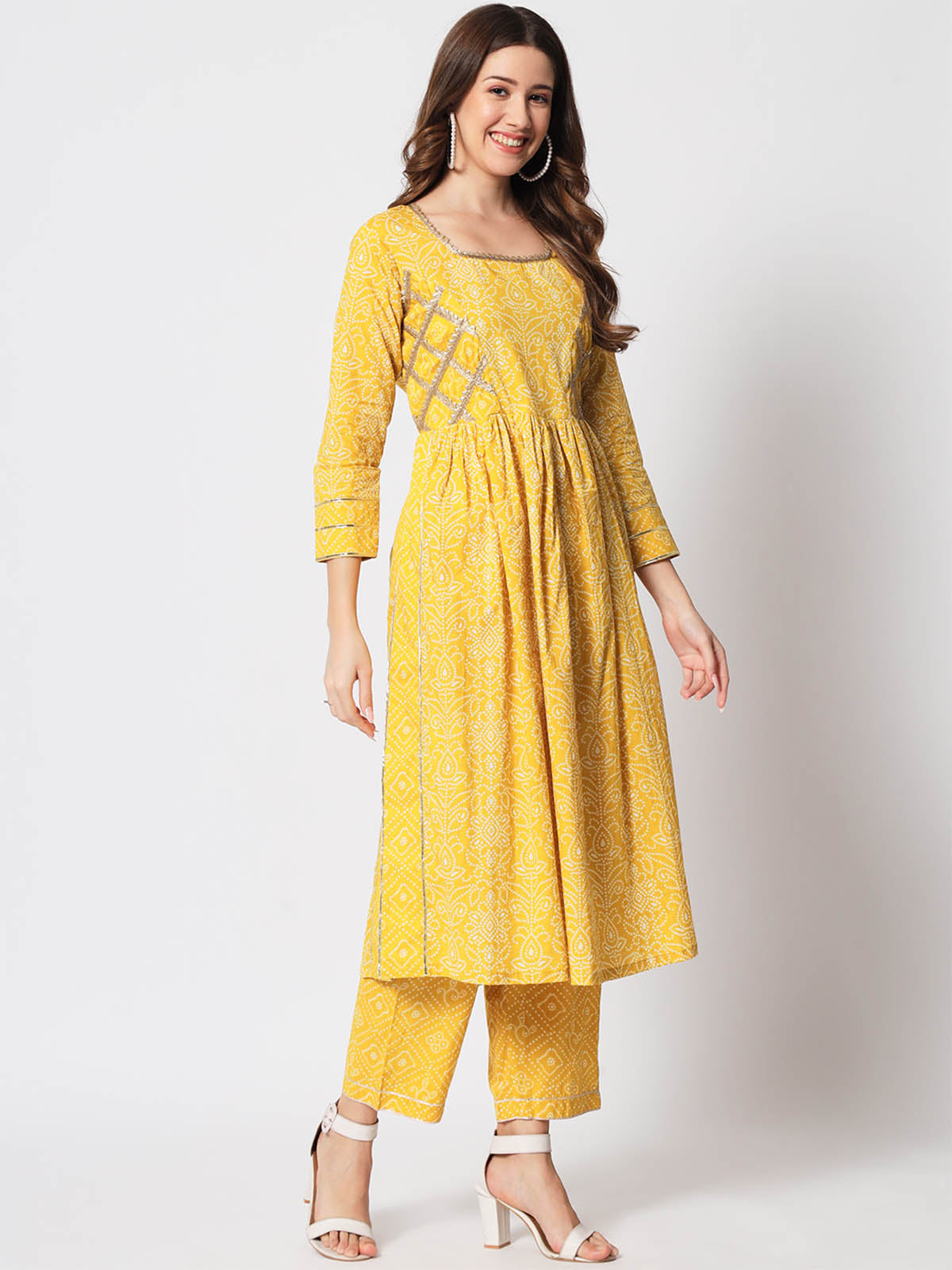 Rajwada - Beautiful Yellow Cotton Printed Stitched Kurta Set