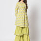 Rajwada - Stylish Lime Green Cotton Printed Stitched Kurta Set