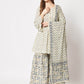 Rajwada - Classic Beige And Blue Cotton Printed Stitched Kurta Set