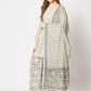 Rajwada - Classic Beige And Blue Cotton Printed Stitched Kurta Set