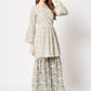 Rajwada - Classic Beige And Blue Cotton Printed Stitched Kurta Set