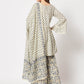 Rajwada - Classic Beige And Blue Cotton Printed Stitched Kurta Set