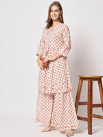 Rajwada - Modern Pink Cotton Printed Stitched Kurta Set