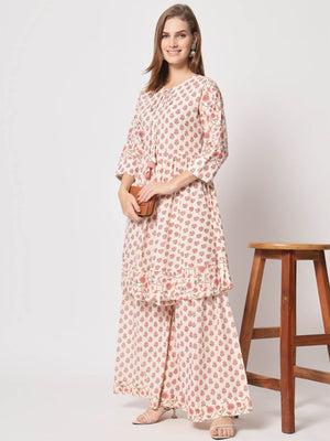 Rajwada - Modern Pink Cotton Printed Stitched Kurta Set