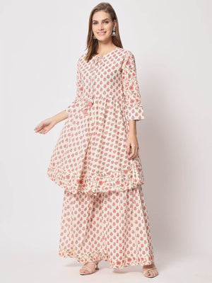 Rajwada - Modern Pink Cotton Printed Stitched Kurta Set