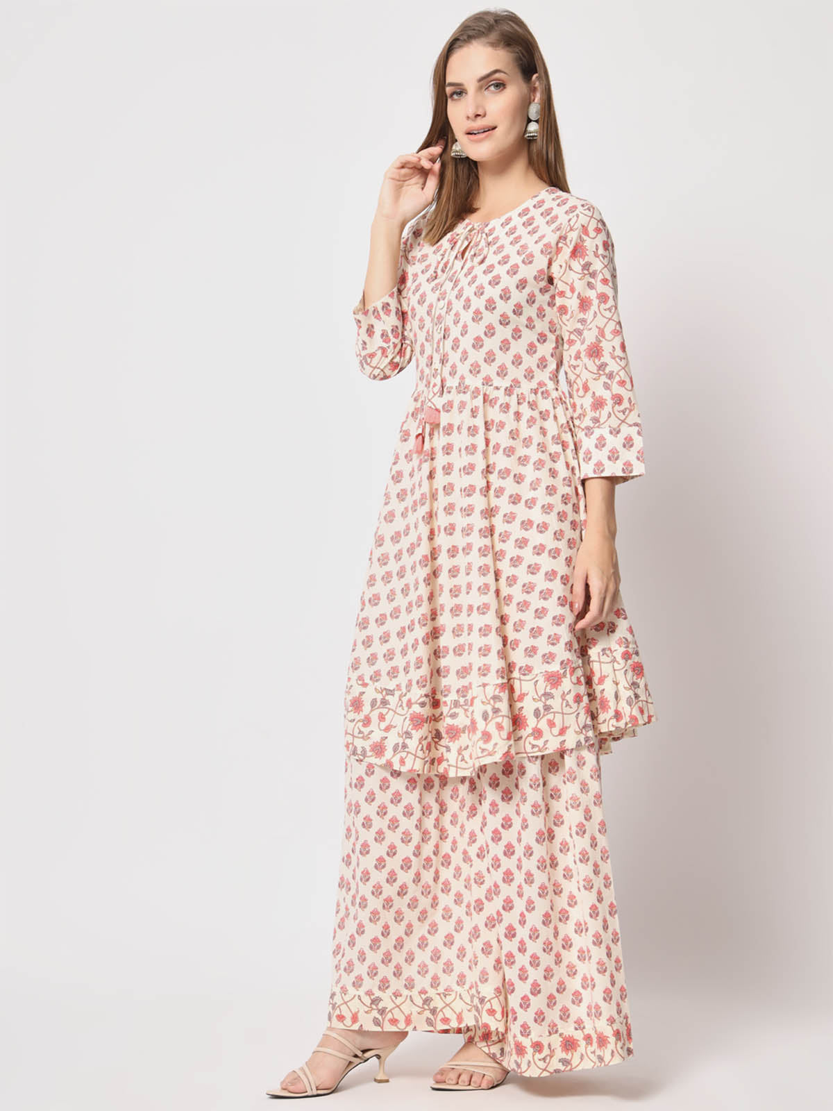 Rajwada - Modern Pink Cotton Printed Stitched Kurta Set