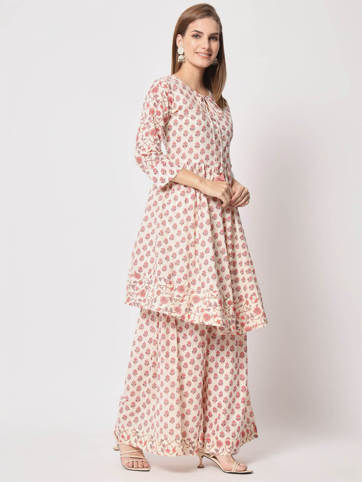 Rajwada - Modern Pink Cotton Printed Stitched Kurta Set