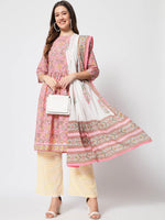 Rajwada - Designer Pink Cotton Printed Stitched Kurta Set