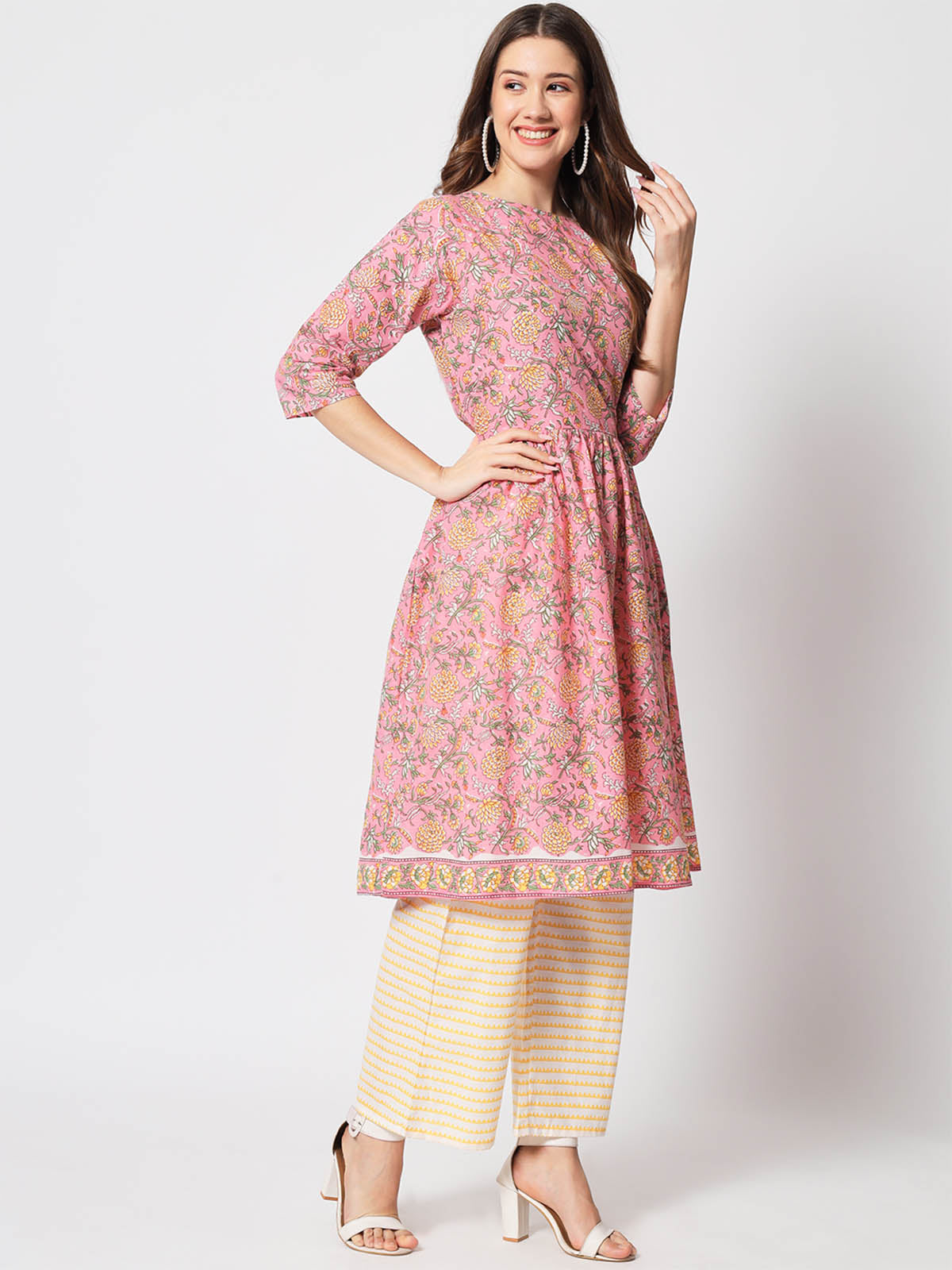 Rajwada - Designer Pink Cotton Printed Stitched Kurta Set