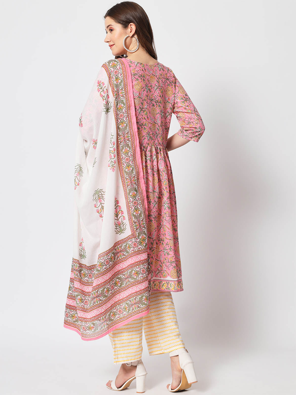 Rajwada - Designer Pink Cotton Printed Stitched Kurta Set