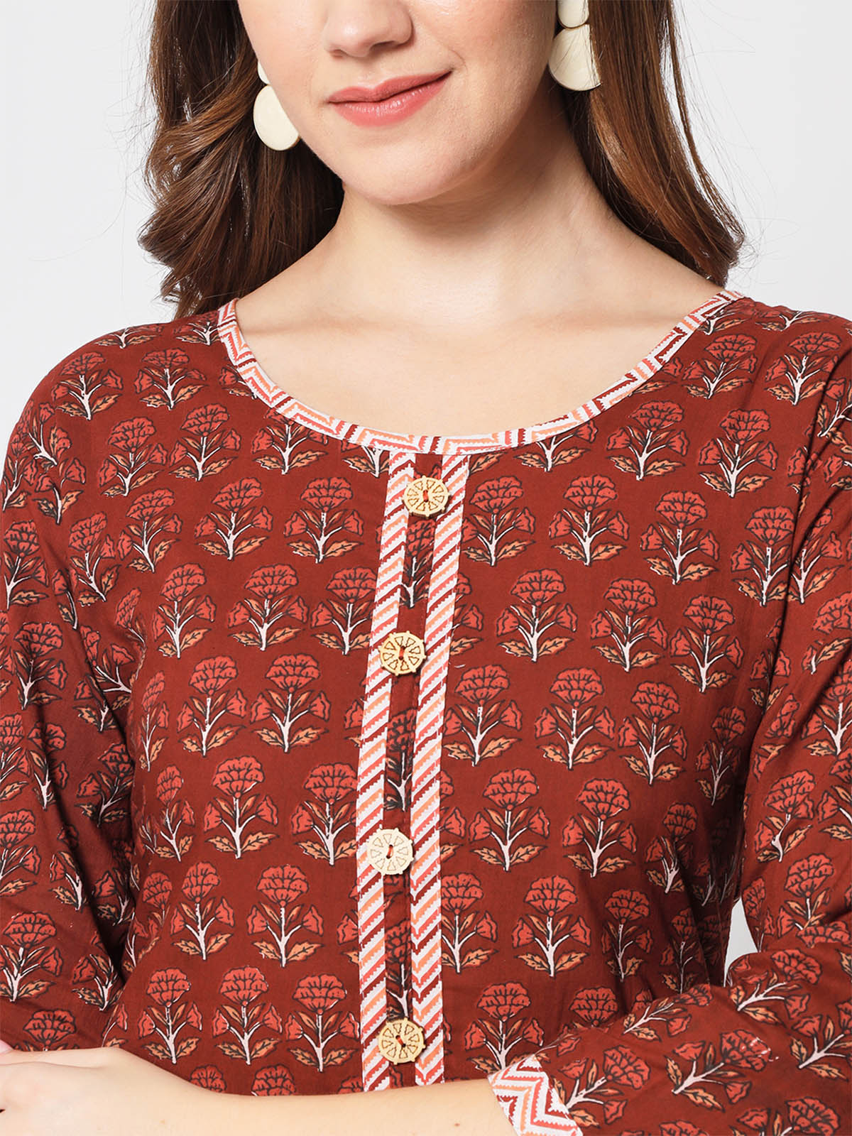 Rajwada - Stunning Maroon Cotton Printed Stitched Kurta Set