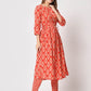 Rajwada - Attractive Orange Cotton Printed Stitched Kurta Set