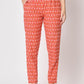 Rajwada - Attractive Orange Cotton Printed Stitched Pant