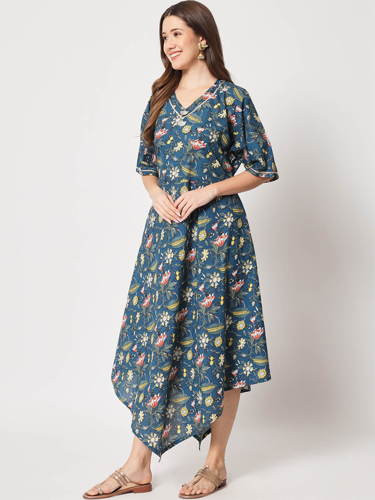 Rajwada - Pretty Blue Cotton Printed Stitched Kurta