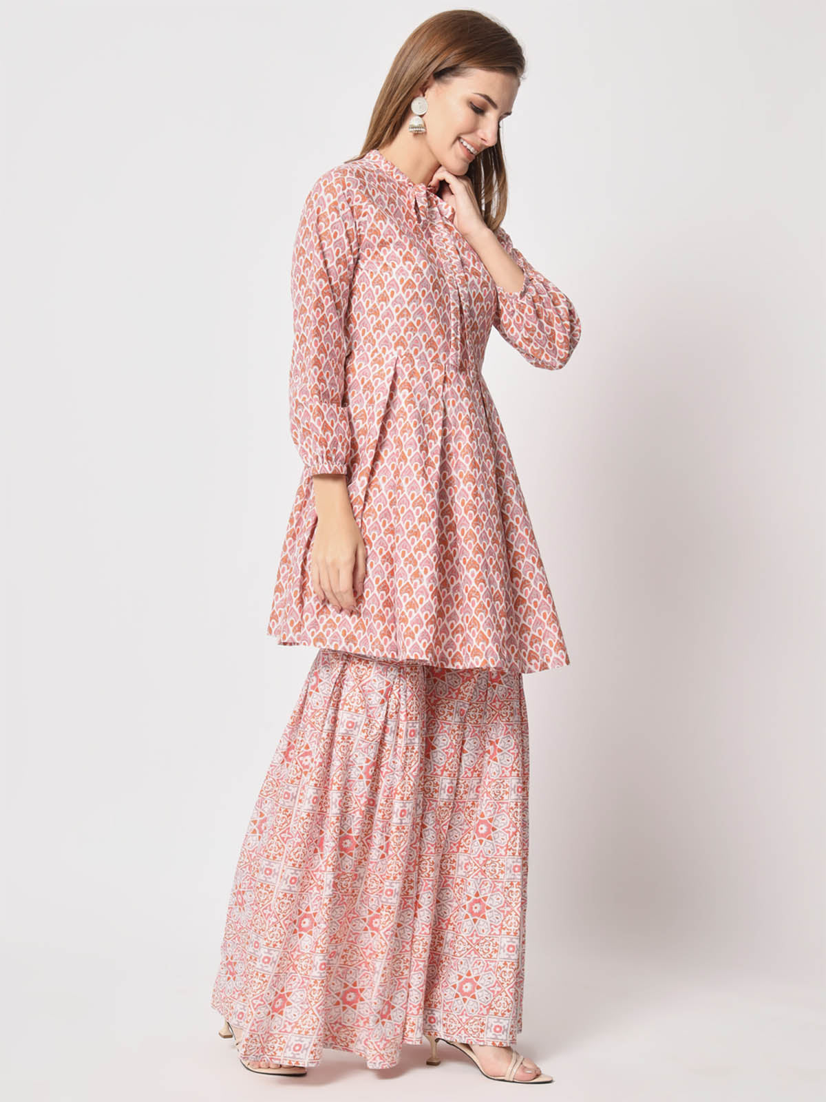  Rajwada - Beautiful Pink Cotton Printed Stitched Kurta Set