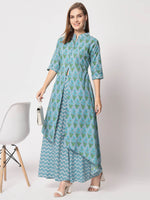  Rajwada - Beautiful Blue Cotton Printed Stitched Kurta Set