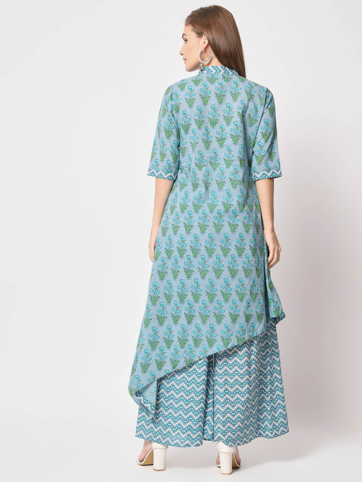  Rajwada - Beautiful Blue Cotton Printed Stitched Kurta Set