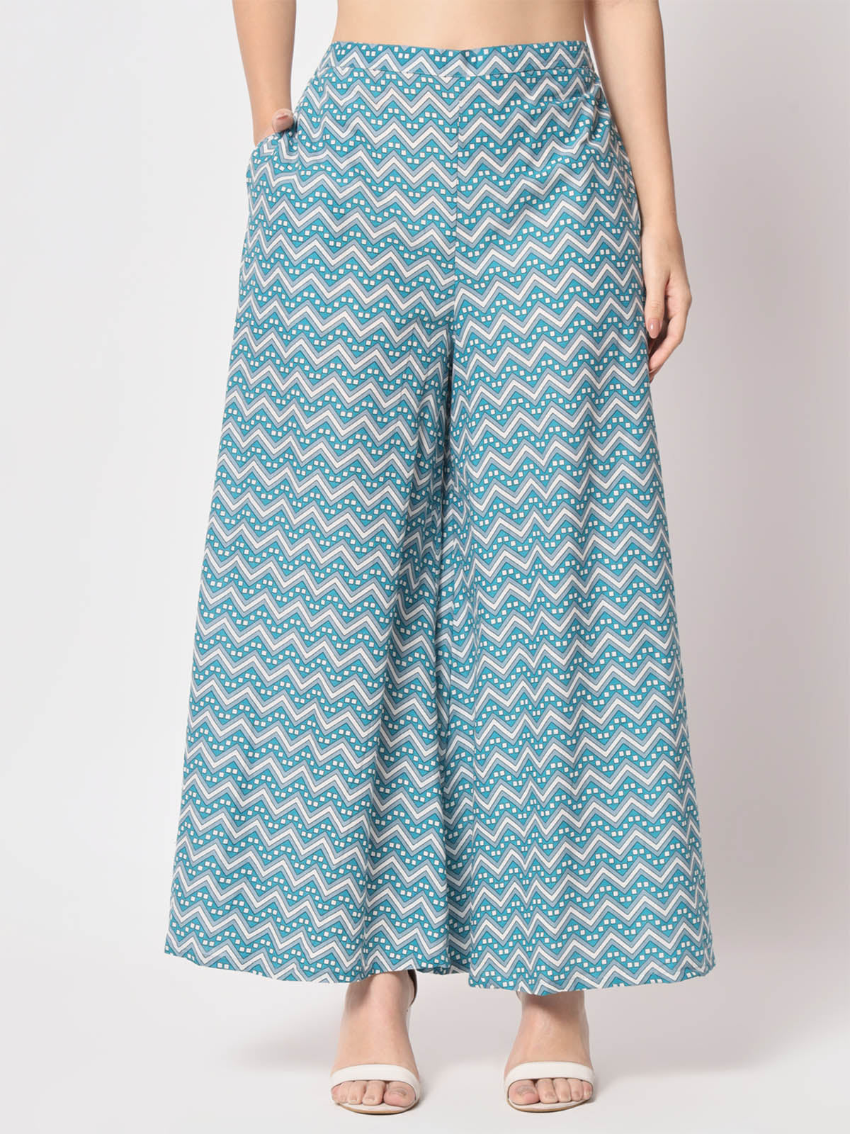  Rajwada - Beautiful Blue Cotton Printed Stitched Pant