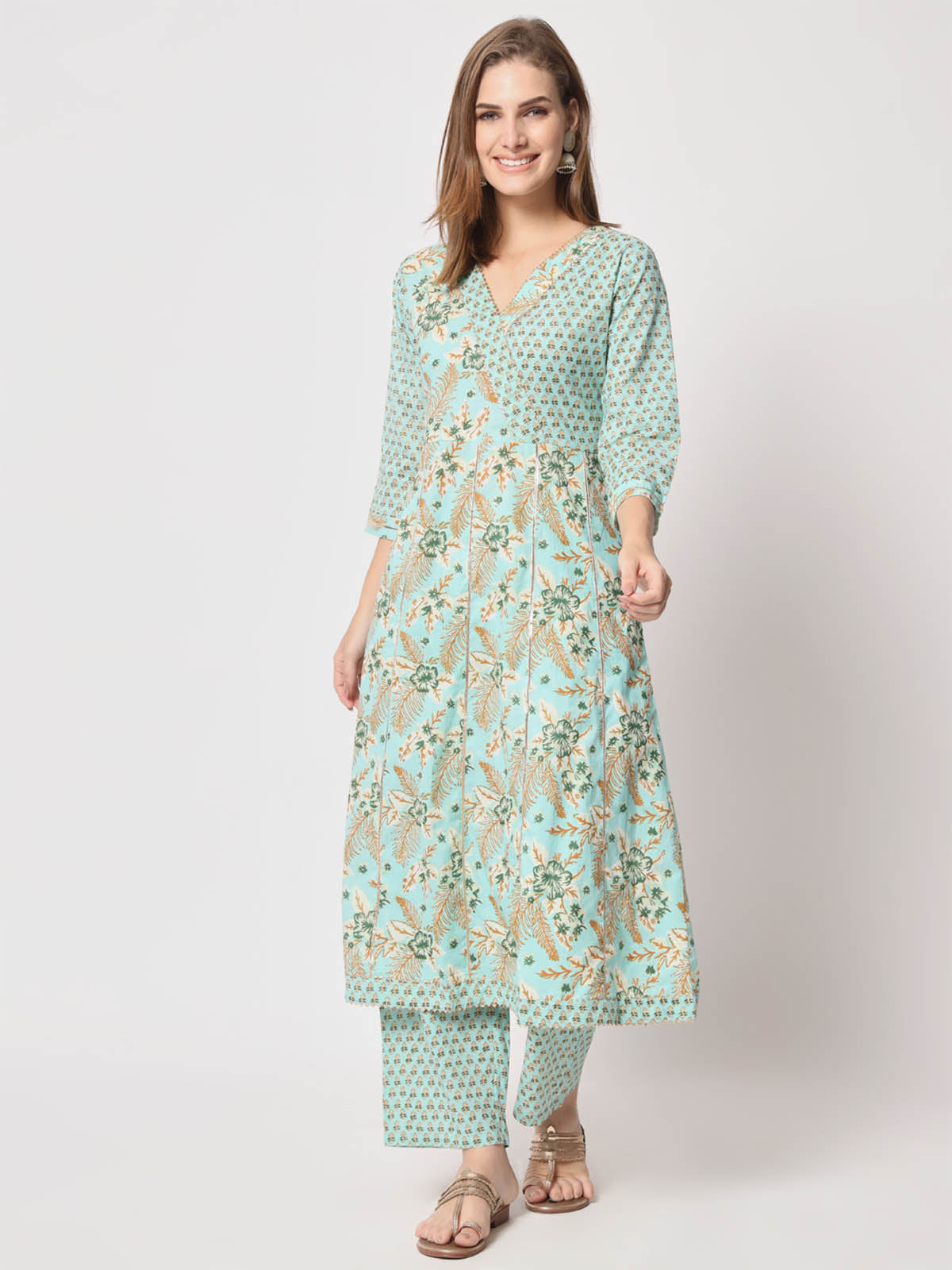  Rajwada - Stylish Blue Cotton Printed Stitched Kurta Set