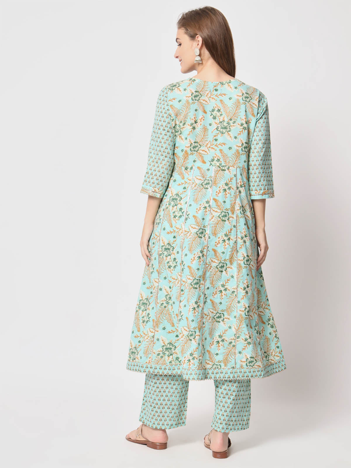  Rajwada - Stylish Blue Cotton Printed Stitched Kurta Set