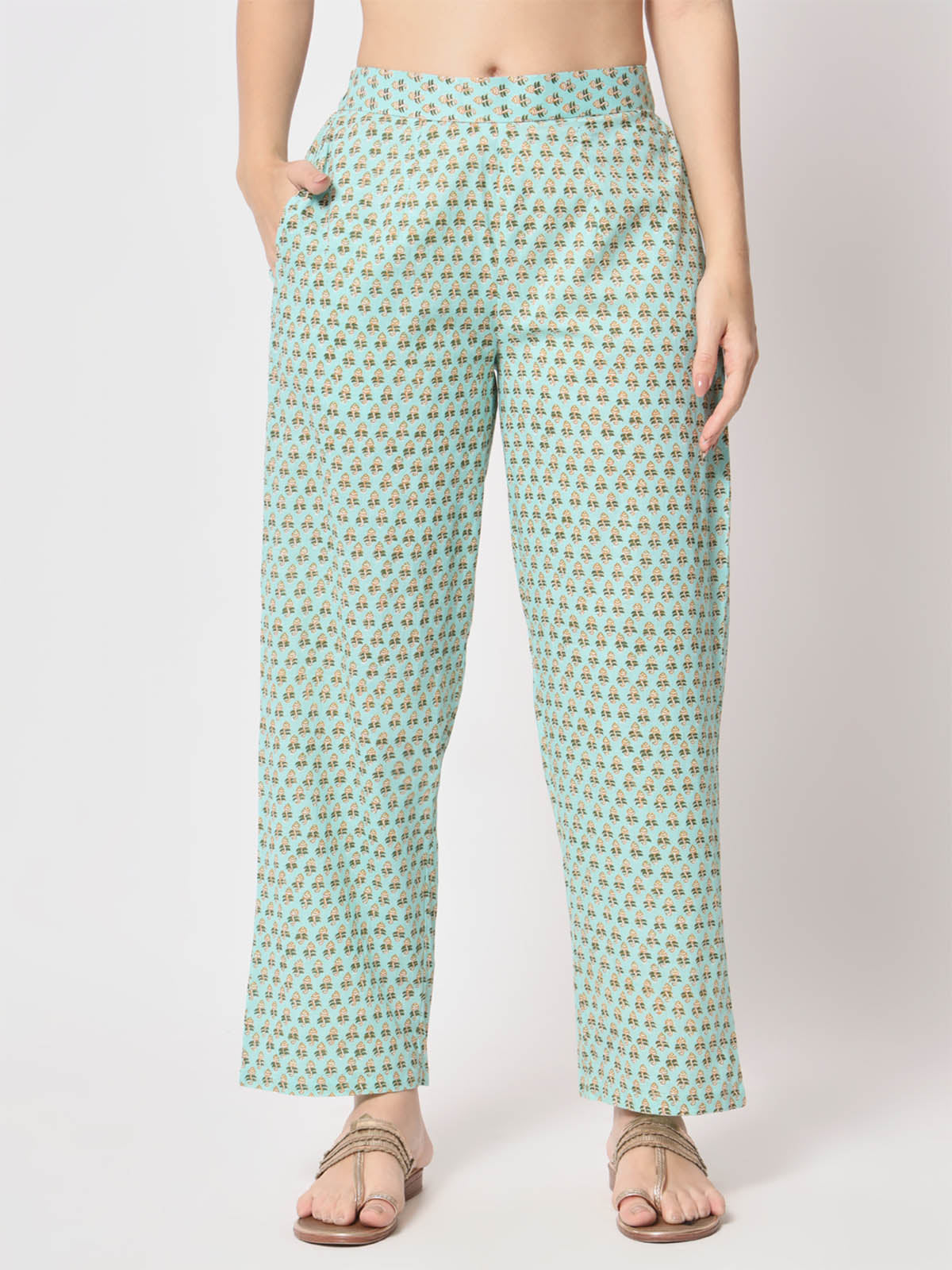  Rajwada - Stylish Blue Cotton Printed Stitched Pant
