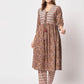  Rajwada - Classic Brown Cotton Printed Stitched Kurta Set