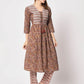  Rajwada - Classic Brown Cotton Printed Stitched Kurta Set
