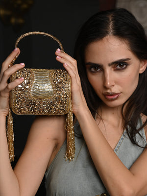 Rajwada Blush Pink Embellished Clutch For Women