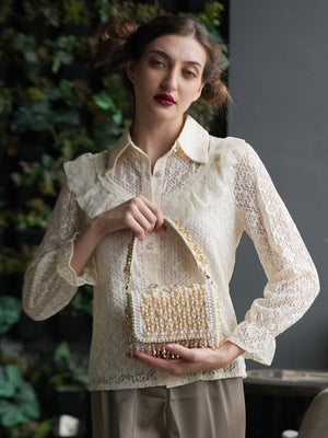 Rajwada Off White Tassels Embellished Clutch For Women