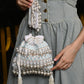 Rajwada White Embroidered Potli Bag with Tassels For Women