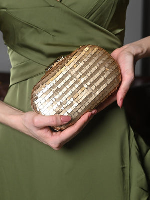 Rajwada Golden Embroidered Clutch For Women