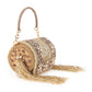Rajwada Golden Tasseled Structured Round Clutch For Women