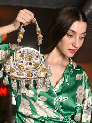 Rajwada Multicolor Embroidered Batuwa Bag For Women