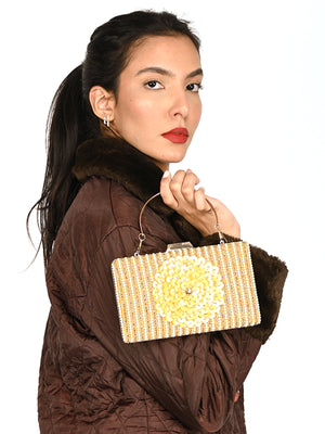 Rajwada Gold Embroidered Bridal Clutch For Women