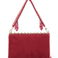 Rajwada Maroon Embroidered Tasseled Bridal Clutch For Women