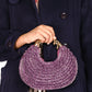 Rajwada Purple Tasseled Moon Clutch For Women