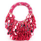 Rajwada Magenta Tasseled Moon Clutch For Women
