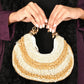 Rajwada Gold And Silver Tasseled Moon Clutch For Women