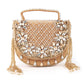Rajwada Ornate Tan Embellished Clutch For Women