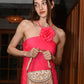 Rajwada Peach Embroidered Bridal Clutch For Women