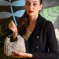 Rajwada Grey Pearl Embroidered Moon Clutch For Women