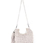 Rajwada Grey Pearl Embroidered Moon Clutch For Women