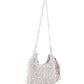 Rajwada Grey Pearl Embroidered Moon Clutch For Women