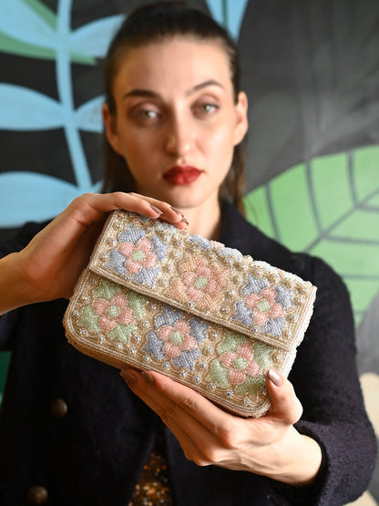 Rajwada Multicolor Embroidered Structured Clutch For Women