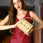 Rajwada Golden Sequins Embroidered Structured Clutch For Women