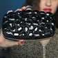 Rajwada Black Crystal Embellished Clutch For Women